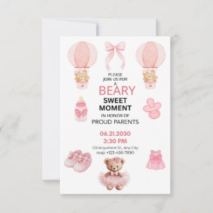 RESERVE A DATA BEBÊ MENINA URSO ROSA E BRANCO CHUVA DE BEBÊ SALVE