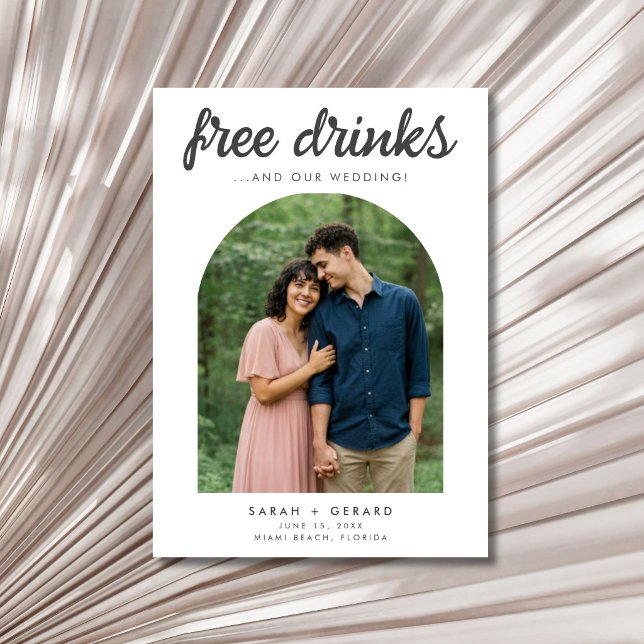 Reserve A Data Bebidas Grátis Divertidas Fotografia de Casamento  (Funny Free Drinks Wedding Photo Save the Date)