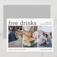 Bebidas Grátis Elegantes Três Fotos Casamento