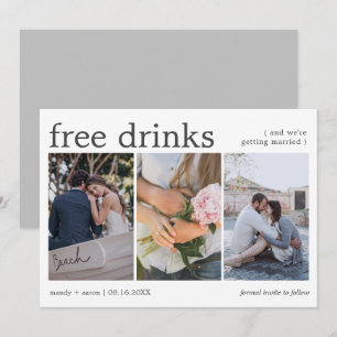 Reserve A Data Bebidas Grátis Elegantes Três Fotos Casamento