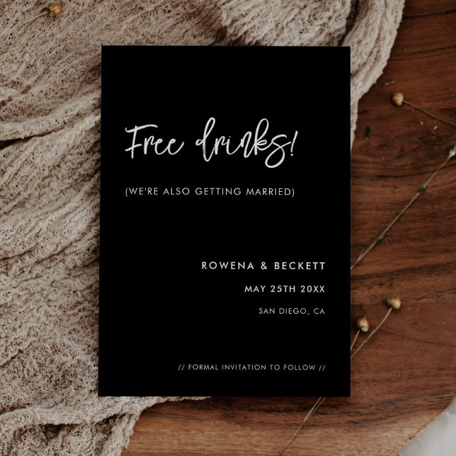 Reserve A Data Bebidas grátis, engraçadas, pretas e contemporânea (Criador carregado)