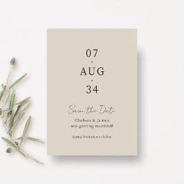 Reserve A Data Bege | Chic Save the Date Casamento Minimalista