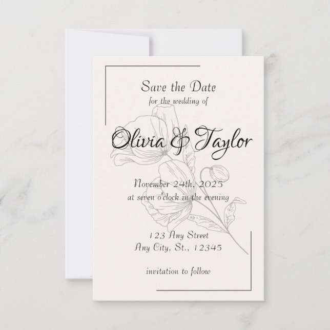 Reserve A Data Beige Elegance Wedding Save the Date Cards (Frente)