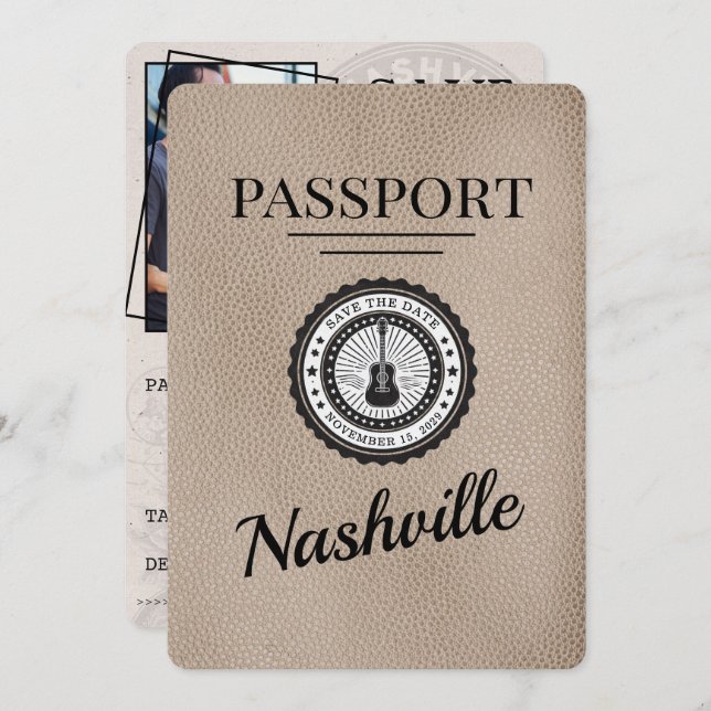 Reserve A Data Beige Nashville Passport Salvar A Data (Frente/Verso)