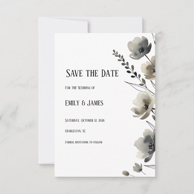 Reserve A Data Beige Neutral Floral Wedding (Frente)