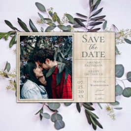 Reserve A Data Beige Vintage Strited Photo Save the Date