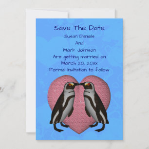 Reserve A Data Beijando Casamento Justo de Pinguins