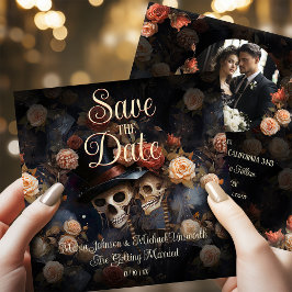 Reserve A Data Beijar Esqueletos Gótico Salvar A Placa De Data