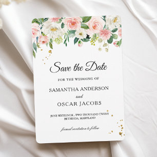 Reserve A Data Beleza em Pink Moderno com Flores de Aquarela & Pi