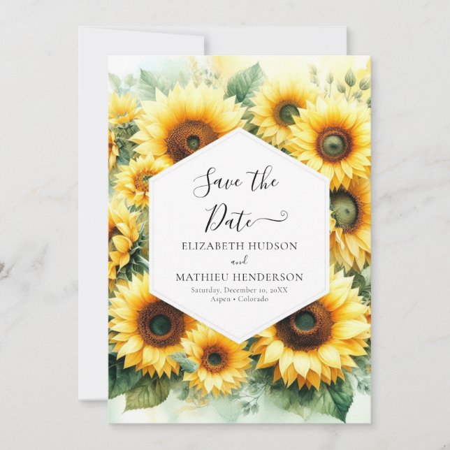 Reserve A Data Belo Casamento de Boho Sunflower (Frente)