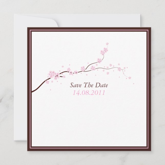 Reserve A Data Belo Casamento de Flor Rosa Salva a Data (Frente)