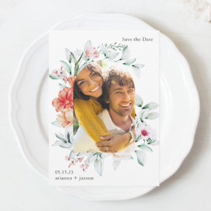 Reserve A Data Belo Casamento De Foto Em Arco Floral Salvar A Dat