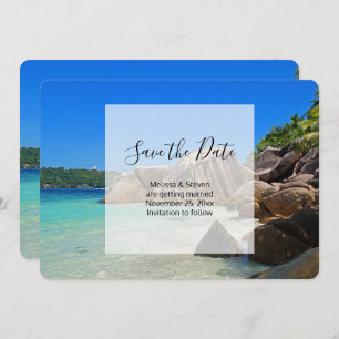 Reserve A Data Belo Casamento de Linha Costeira Rochosa no Mar Tr