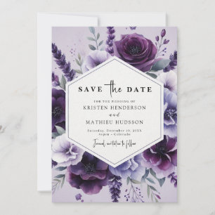 Reserve A Data Belo Casamento Floral Roxo de Campo