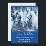 Reserve A Data Belo Horse Team Winter Photo Christmas<br><div class="desc">Salve o cartão de data com uma fotografia de um par de cavalos juntos. Um dia de neve e um filtro azul criam uma foto mágica.</div>