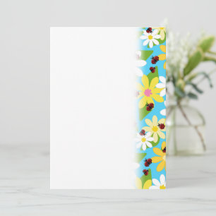 Reserve A Data Besouro Vermelho Ladybug Flores Brancas Amarelas