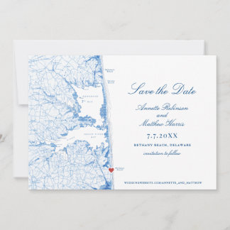 Reserve A Data Bethany Beach Delaware Mapa Elegante Blue Weding
