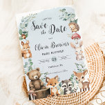 Reserve A Data Bichos-de-floresta-abóbora Chá de fraldas azul-ver<br><div class="desc">Personalize esta linda floresta,  poupe a data fácil e rapidamente. Basta clicar no botão personalizar para editar os textos,  alterar as fontes e as cores das fontes. Apresentando adoráveis bichos da floresta. Itens correspondentes disponíveis no repositório. c) Paperie fina somerset</div>