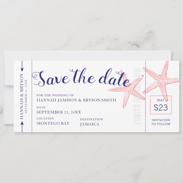 Reserve A Data Bilhete de Embarcação de Avião de Ferro Rosa-Coral (Frente)