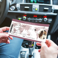 Bilhete de embarque em Dark Mauve para casamento