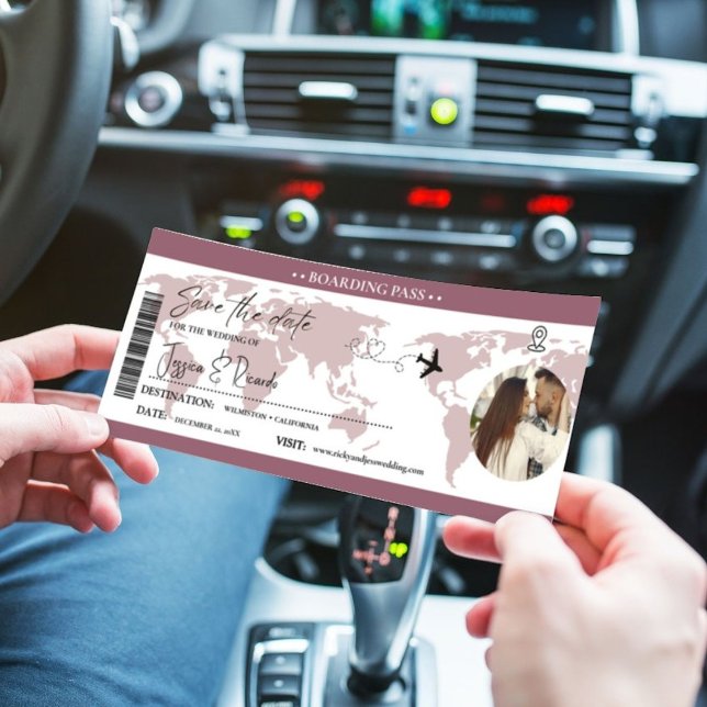 Reserve A Data Bilhete de embarque em Dark Mauve para casamento  (Criador carregado)