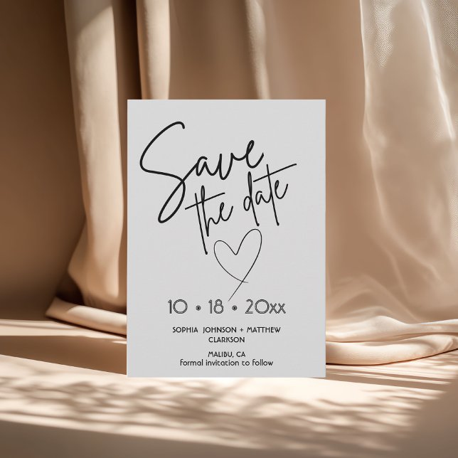 Reserve A Data Black and White Hand Drawn Wedding Save The Date  (Criador carregado)