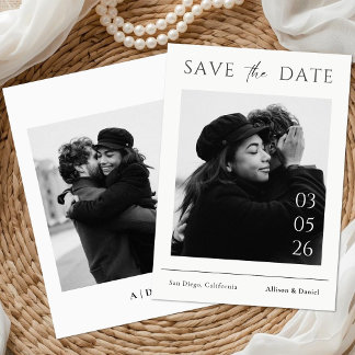 Reserve A Data Black And White Minimal Typography Photo Wedding