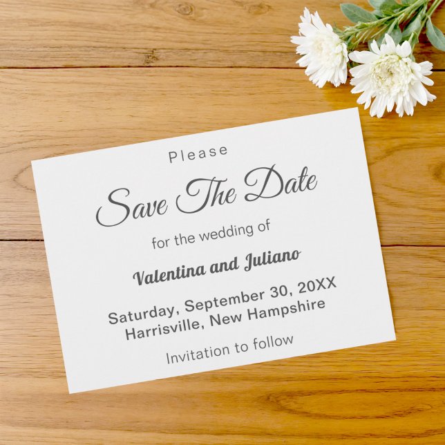 Reserve A Data Black and White Wedding Save The Date (Typography style black and white wedding save the date)