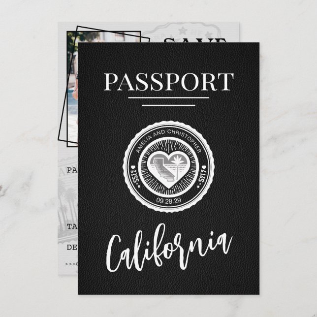 Reserve A Data Black California Passport Salvar a data (Frente/Verso)