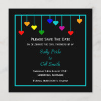 Black Civil Partnership Heart Save The Date
