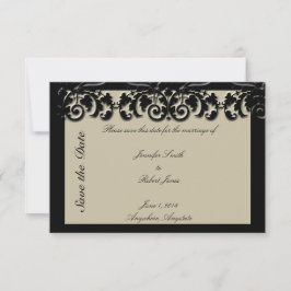 Reserve A Data Black Cream Floral Embossed Wedding (Salvar data)