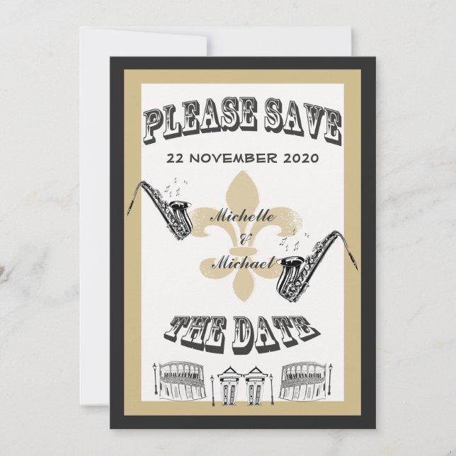 Reserve A Data Black Dourado Nova Orleans Jazz Salve a Data (Frente)