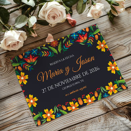 Reserve A Data Black Floral Colorful Botanical Spanish Wedding