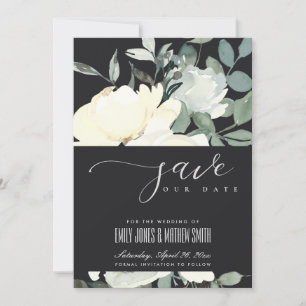 RESERVE A DATA BLACK IVORY WHITE AQUA FLORAL WATERCOLOR BUNCO