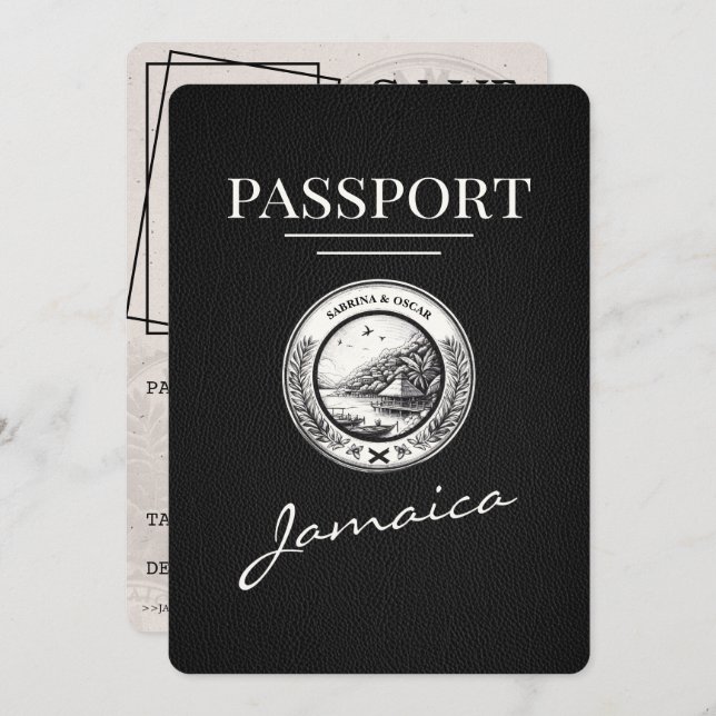 Reserve A Data Black Jamaica Passport Salvar a data (Frente/Verso)