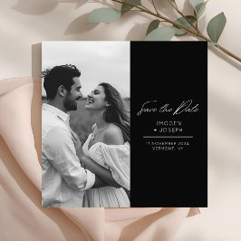 Reserve A Data Black | Photo Chic Flat Wedding Save The Date Card