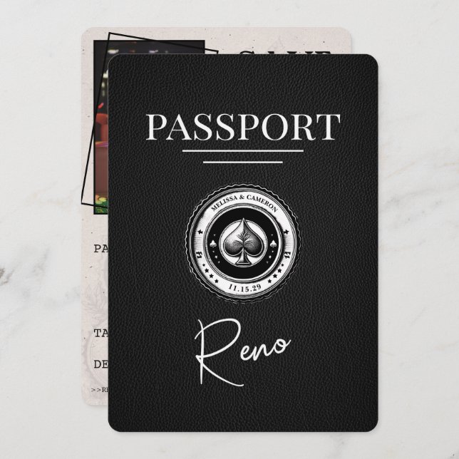 Reserve A Data Black Reno Passport Salvar a Data (Frente/Verso)