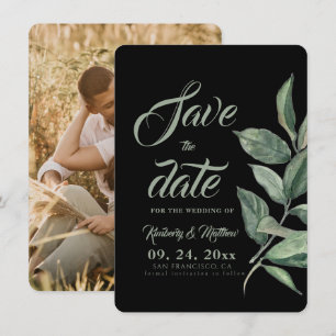 Reserve A Data Black & Sage Greenery Moderno Casamento Salve A Da