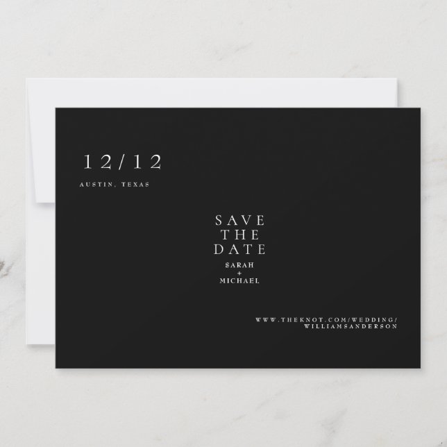Reserve A Data Black Simples Apenas Texto Casamento Salve a Data (Frente)