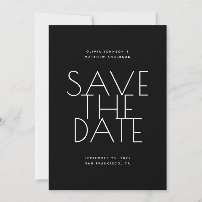 Reserve A Data Black Wedding | Clean Typography Photo & QR Code (Frente)