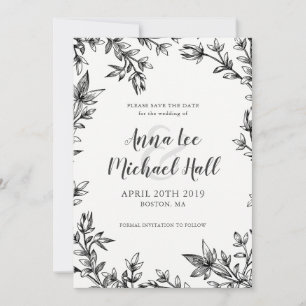 Reserve A Data Black & White Deixa o casamento personalizado Salv