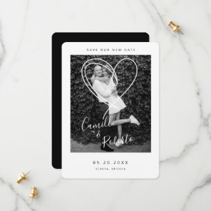 Reserve A Data Black & White Heart Save Our New Date Modern