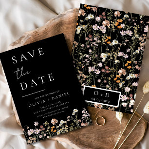 Reserve A Data Black Wildflower Boho Salvar a Data
