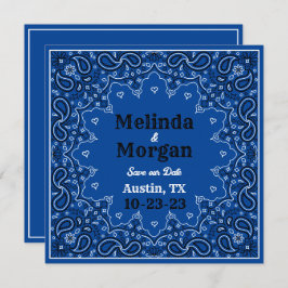 Reserve A Data Blue Bandana Flat Save The Date Card