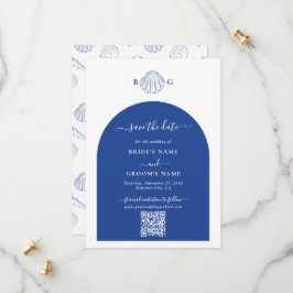 Reserve A Data Blue Clam Seashells Coastal Seaside Beach Wedding
