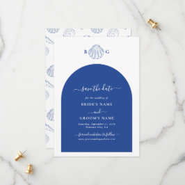 Reserve A Data Blue Clam Seashells Coastal Seaside Beach Wedding