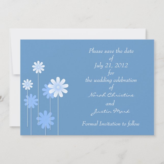 Reserve A Data Blue Daisy Formal Salve o Cartão-Postal (Frente)