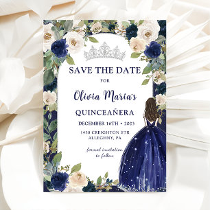 Reserve A Data Blue Floral Princess Quinceañera Salva A Data