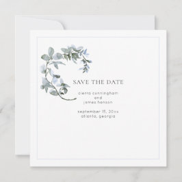 Reserve A Data Blue Floral Wedding Save the Date Card