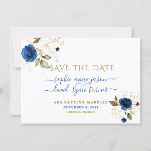 Reserve A Data Blue Gold Floral Caligrafia Casamento Save The Dat